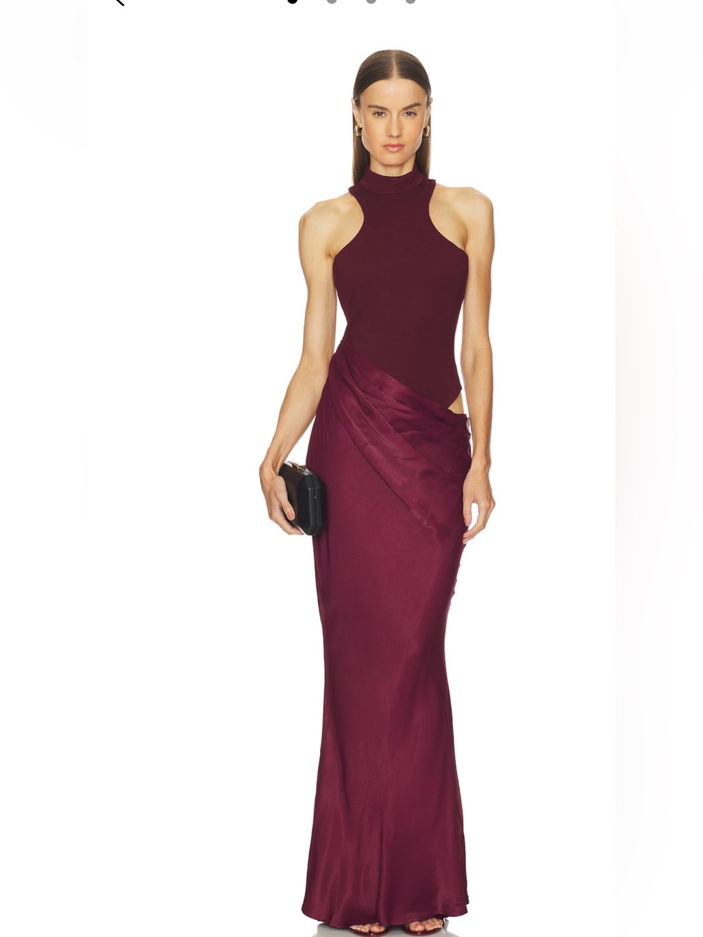 Camila Coelho Estrella Maxi Dress High-Neck Maxi Dress In Burgundy Plum